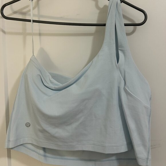 Lululemon Ribbed Nulu Asymmetrical Yoga Tank Top - Light Blue Size 14 - Picture 2 of 4